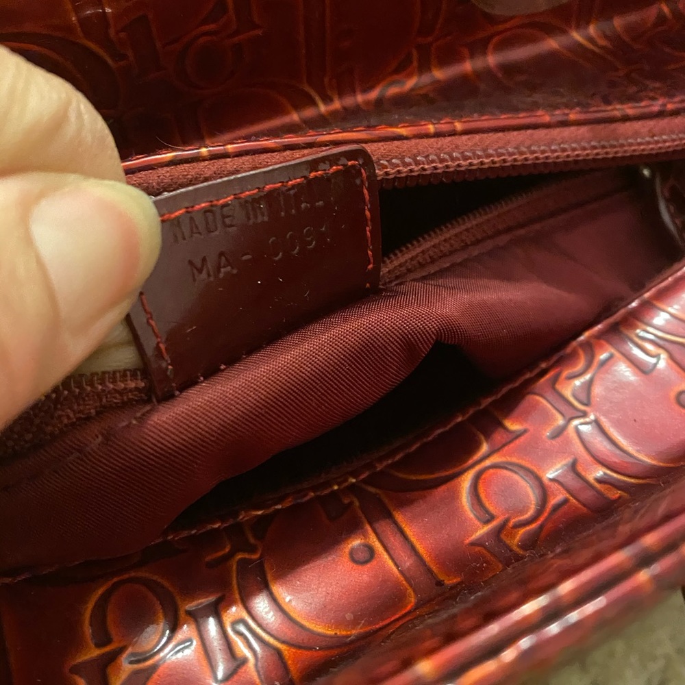 Authentic Dior Red Monogram Embossed Medium Lady - image 8